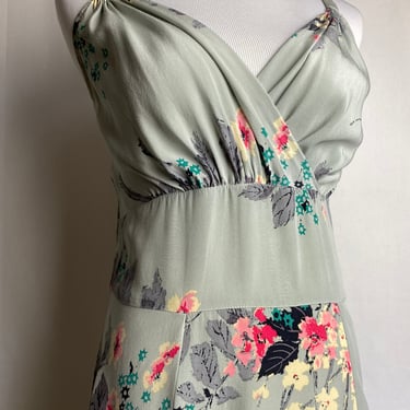 Vintage 40’s inspired dress Trashy Diva Floral print 100% silk crepe sexy & sweet summer bias slip dress 1990’s size Medium 