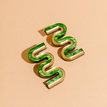 Vea Mini Earrings - Green and Gold