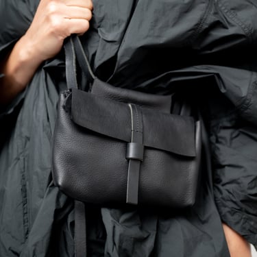 Small Black Leather Mono Bag