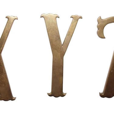 Vintage Small 7.75 in. XYZ Brass Letter Set