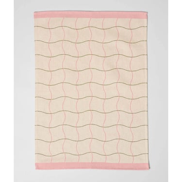 Natural Wave Grid Tea Towel