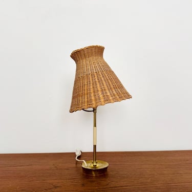 Lovely Austrian Mid-Century Modern Wicker Table Lamp by Rupert Nikoll | 1950s 