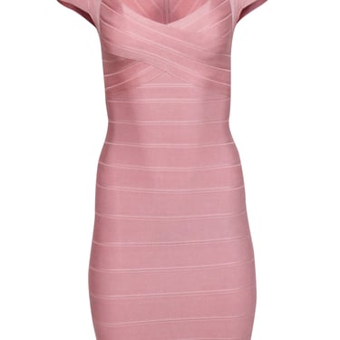 Herve Leger - Rose Pink Bandage Cap Sleeve Dress Sz XS