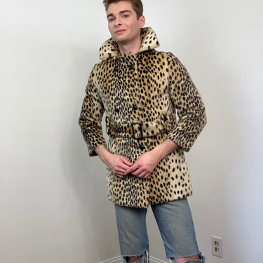 60s Faux fur cheetah print coat 