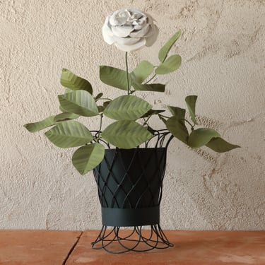Tole Tall Potted Rose