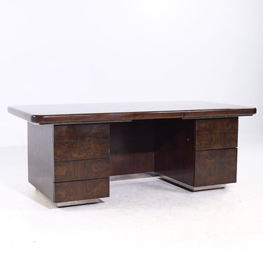 Helikon Mid Century Burlwood Executive Desk - mcm 