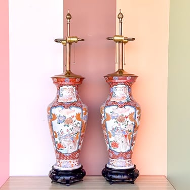 Pair of Large Chinoiserie Chic Lamps