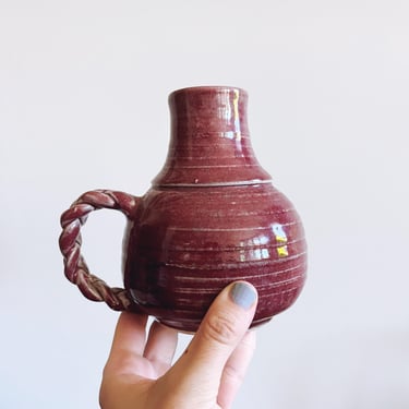 vintage signed ceramic mauve pitcher 
