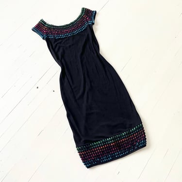 Alaïa Italian Rainbow Top Knit Black Dress 