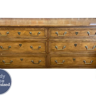 61&quot; Unfinished 6 Drawer Baker Furniture Vintage Dresser #08330