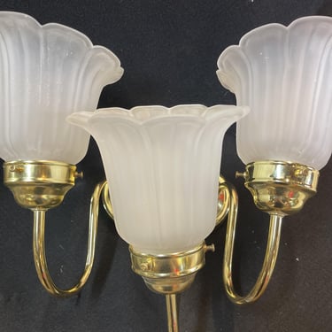 Shade 3 brass arm wall sconce