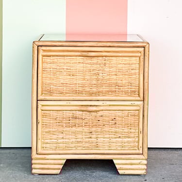 Island Style Rattan Wrapped Nightstand