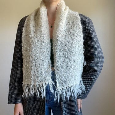 Vintage Anne Field Handwoven Wool Mohair Made in New Zealand Fluffy Scarf Wrap 