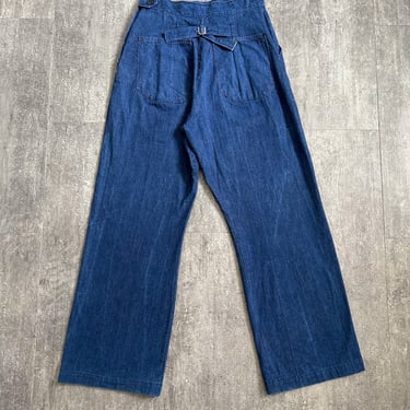 Vintage 1940s jeans . buckleback side button denim . 28-29 waist 