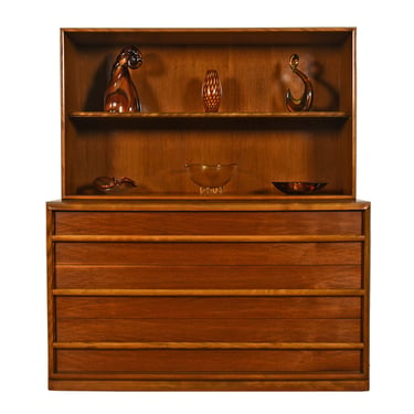 Widdicomb Rolling Walnut Storage + Display Cabinet by T.H. Robsjohn-Gibbings