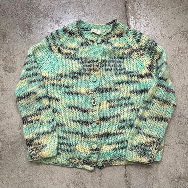 Vintage Mint Green Mohair Cardigan Women’s Medium-Large? Made in Italy 