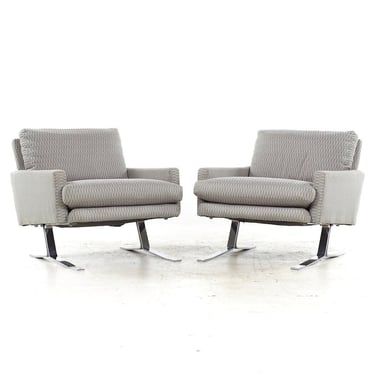Jack Cartwright for Founders Mid Century Chrome Lounge Chairs - Pair - mcm 