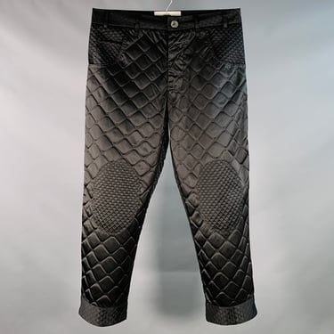 SONG FOR THE MUTE SS22 AVENUE D'IVRY Size 34 Black Embossed Nylon Five Pockets Casual Pants