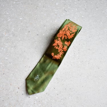 Vintage Green Silk Necktie 