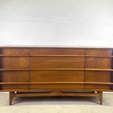 Mid-Century Modern Curved Front Walnut Sideboard 