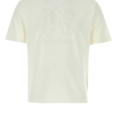 Palm Angels Man Ivory Cotton T-Shirt