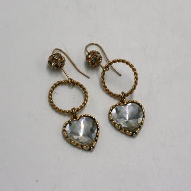 vintage Betsey Johnson rhinestone heart earrings 