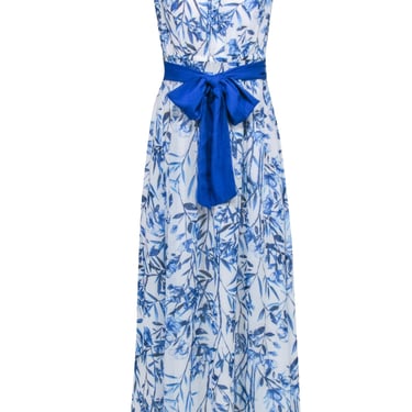 Eliza J - Blue &amp; White Floral Print Off The Shoulder Maxi Dress Sz 8