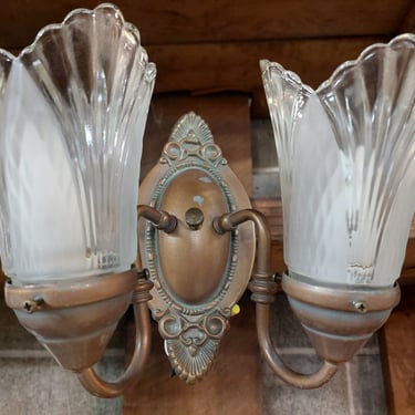 Vintage Double Glass Shade Sconce