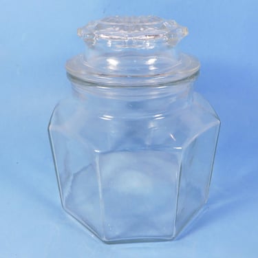 Vintage Clear Glass 8 Panel Canister Jar 