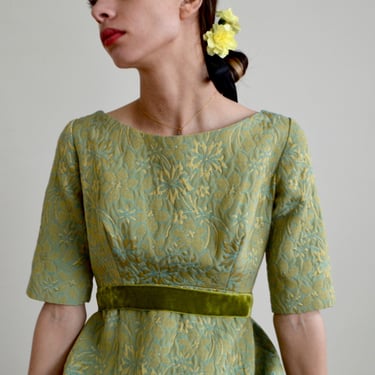 60s brocade empirewaist dress 