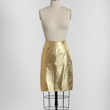 Vintage 90s Gold leather mini skirt 