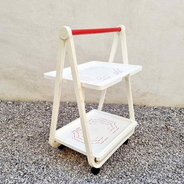 Mid Century White Plastic Bar Cart / Pierre Cardin Design / Produced by Simo / Italian Trolley / Vintage Cart / White Plastic / Italy / '70s 