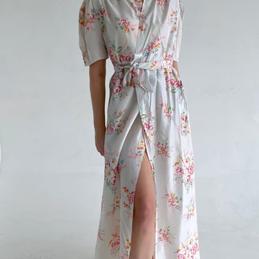 1930's Baby Blue Wrap Dress with Floral Print