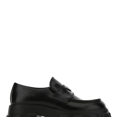 Prada Men Black Leather Monolith Loafers