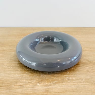 Haeger Mid Century Modern Rolled Edge Bowl Console Ceramic Grey Dish #5136 