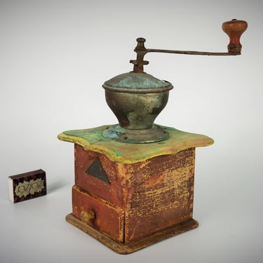 Coffee grinder vintage, German coffee grinder, Vintage Coffee Cast Iron Coffee Grinder, retro Wood and Cast Iron Coffee Grinder, 