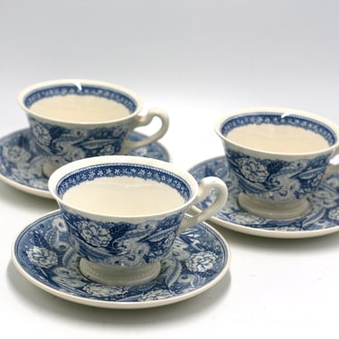 vintage Wedgwood cups and saucers designed by Mildred Bryant Brooks for Pomona College 