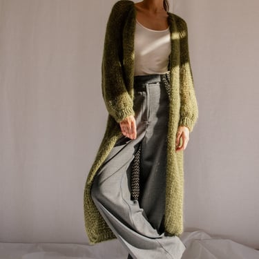 Airy Mohair Coat — Hand Knit Long Cardigan, Raglan Balloon Sleeves,  Loose Knit Soft Mohair, Luxurious Lightweight Open Front Cardigan 