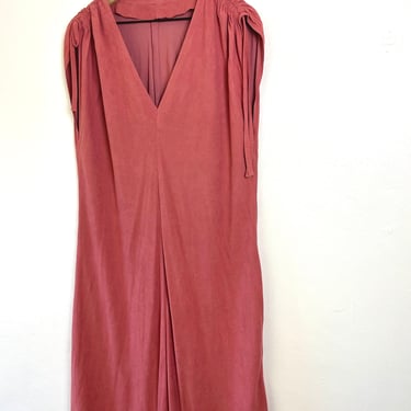 plus size 90s dress suede dress / 1990s  plus size vintage / 1990s plus size dress / pink suede dress / vintage tassle dress size 16 size 18 