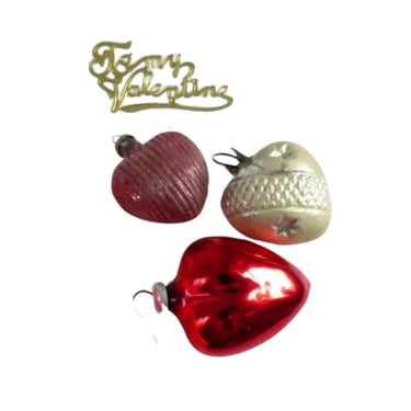 Vintage Mercury Glass Heart Ornaments 