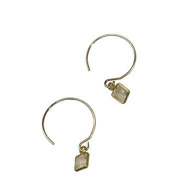 Margaret Solow | 14k hoop earrings with 18k moonstone