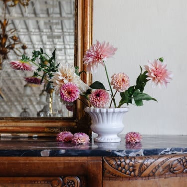 vintage french moustier bouquetière pedestal vase