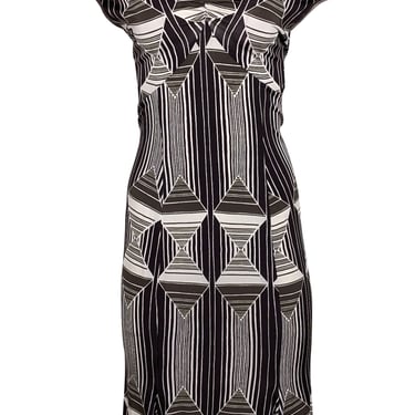 Just Cavalli - Brown, Cream, & Olive Print Sleeveless Sheath Dress Sz 8