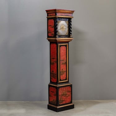 Contemporary Tall Black & Red Painted Clock