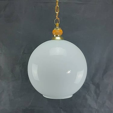 Space Age Pendant Opaline Glass Light, Ball Light, White Glass Light, Mid Century Ball Glass Light, Modern White Glass Light, 1970's 