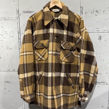 Vintage Brown Woolrich Jacket Overshirt Plaid Shacket  Hunting Flannel Shirt Medium 70s 