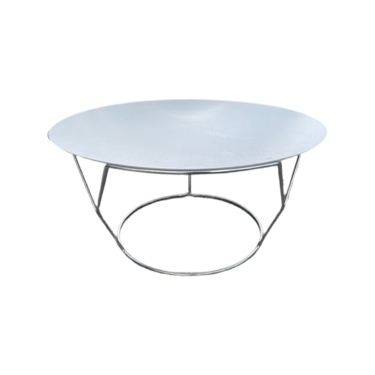 Keilhauer Cahoots Modern Chrome and White Metal Round Coffee Table