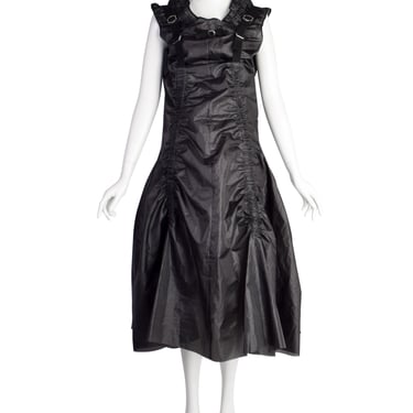 Junya Watanabe Comme des Garcons Vintage SS2003 Phenomenal Black Ruched Buckle Parachute Dress