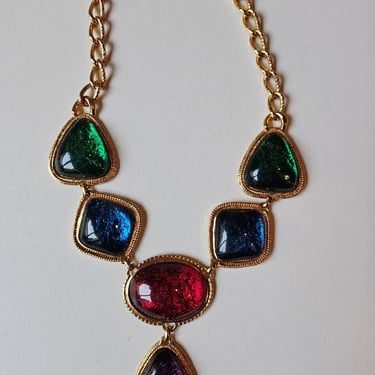 KJL for Avon Statement Necklace, Rainbow Chunky Necklace, Designer Necklace, Designer Statement Necklace, Runway Multicolored Necklace 