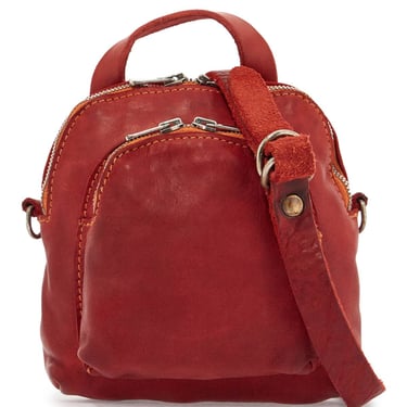 Guidi Mini Red Leather Backpack Handcrafted With Adjustable Shoulder Strap And Front Pockets Men